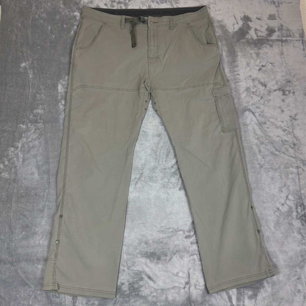Prana Zion Hiking Pants Mens 40 Gray Green Stretch Cargo Outdoor Climbing Trek